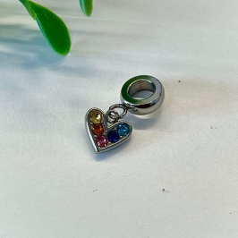 BERLOQUE PENDURICALHO CORAÇÃO COM ZIRCONIAS COLORIDAS