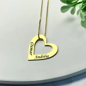 CORRENTE PERSONALIZADO EXPRESS PINGENTE CORAÇÃO COM NOMES