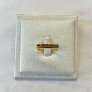 ANEL PERSONALIZADO RETANGULAR LISO COM CORAÇÃO VAZADO