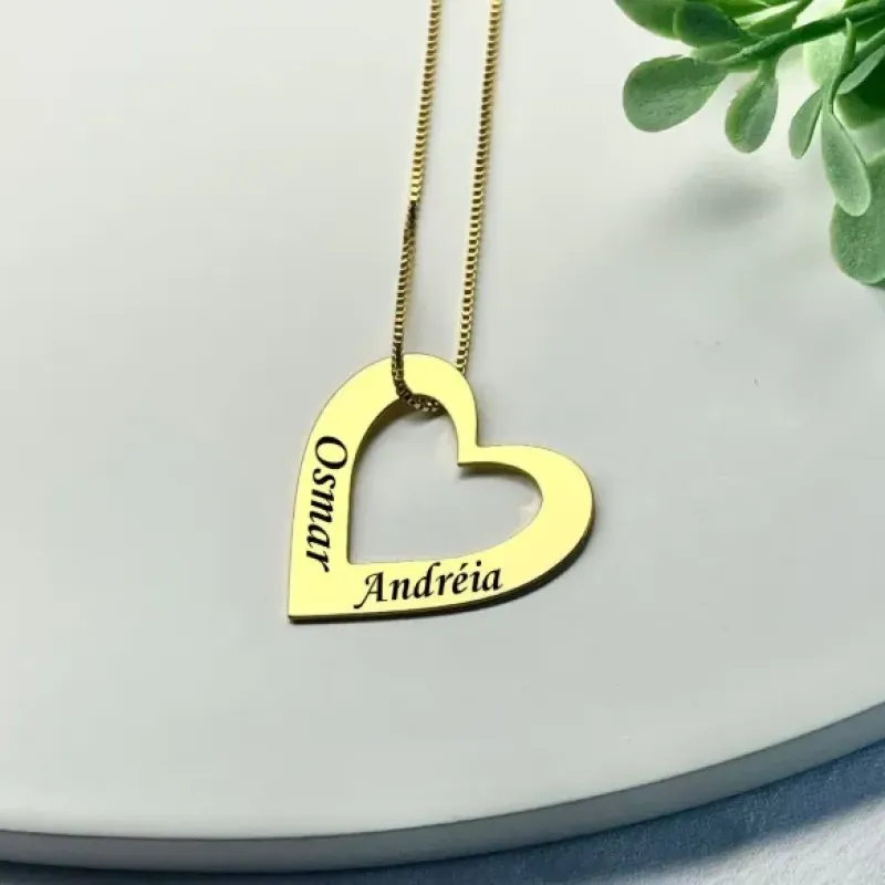 CORRENTE PERSONALIZADO EXPRESS PINGENTE CORAÇÃO COM NOMES