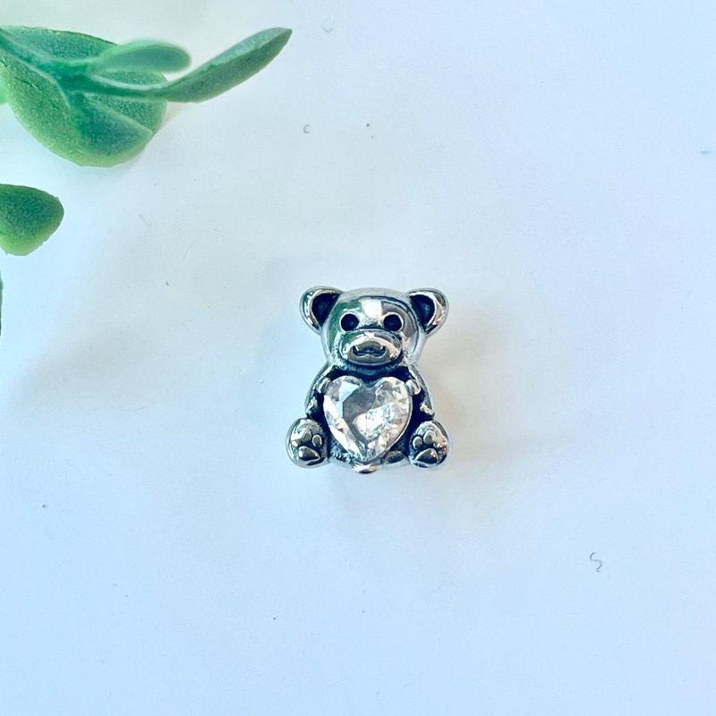 BERLOQUE SEPARADOR URSO ZIRCONIA DE CORAÇÃO DE CRISTAL