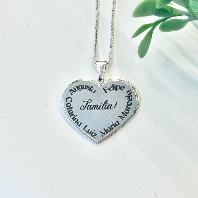 CORRENTE PERSONALIZADO EXPRESS PINGENTE CORAÇÃO FAMILIA