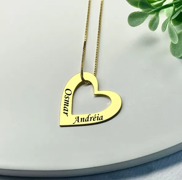 CORRENTE PERSONALIZADO EXPRESS PINGENTE CORAÇÃO COM NOMES
