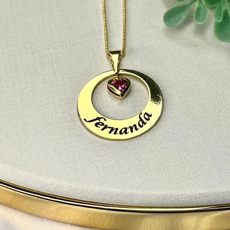 CORRENTE PERSONALIZADO EXPRESS COM NOME E CORAÇÃO DE ZIRCONIA