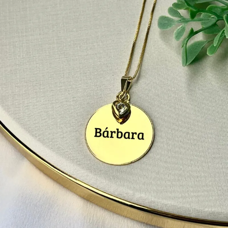 CORRENTE PERSONALIZADO EXPRESS COM NOME E CORAÇÃO DE ZIRCONIA