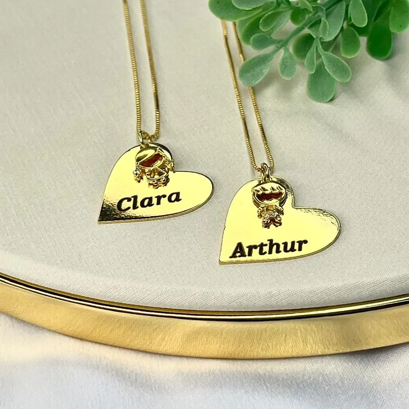CORRENTE PERSONALIZADO EXPRESS CORAÇÃO DE LADO COM NOME