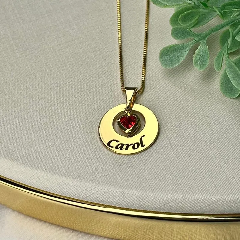 CORRENTE PERSONALIZADO EXPRESS NOME E CORAÇÃO DE ZIRCONIA