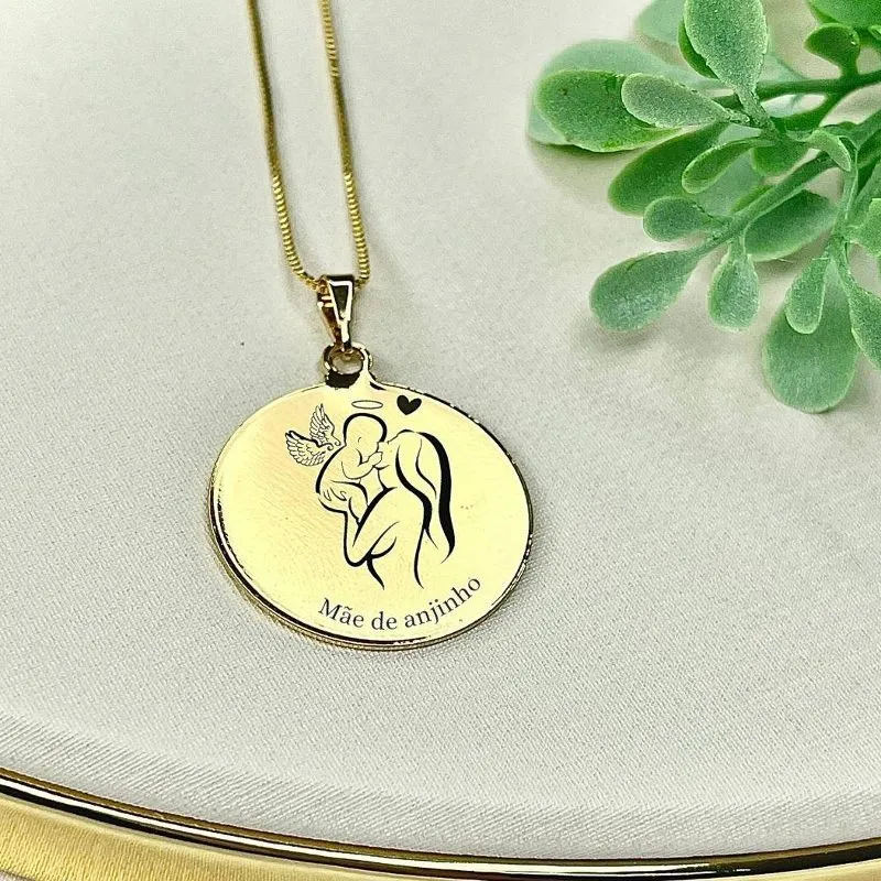 CORRENTE PERSONALIZADO EXPRESS PINGENTE REDONDO MÃE DE ANJINHO