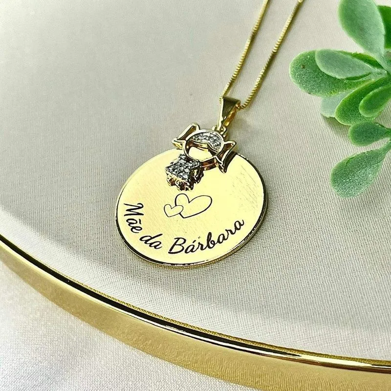 CORRENTE PERSONALIZADO EXPRESS PINGENTE REDONDO MÃE DE MENINA