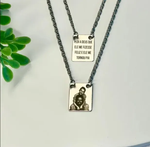 ESCAPULÁRIO PERSONALIZADO AÇO INOX COM FOTO E FRASE