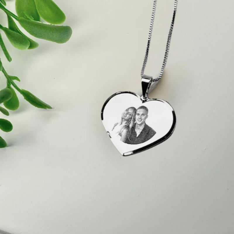 CORRENTE PERSONALIZADO EXPRESS PINGENTE CORAÇÃO COM FOTO PRATA
