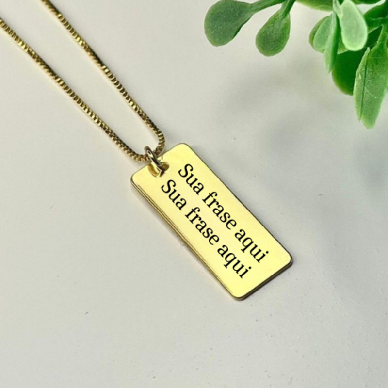 CORRENTE PERSONALIZADO EXPRESS PINGENTE RETANGULAR COM FRASE