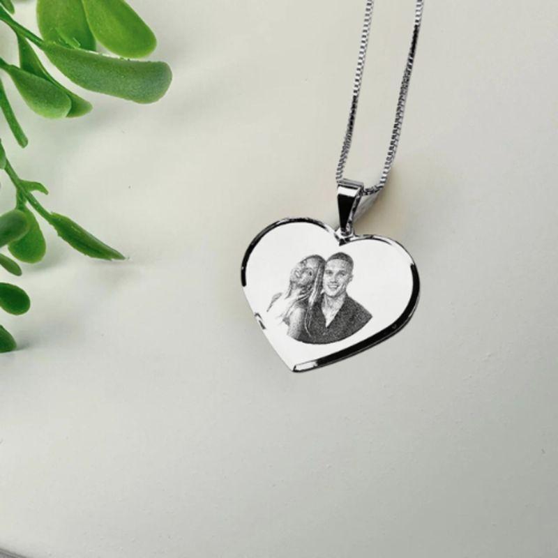 CORRENTE PERSONALIZADO EXPRESS PINGENTE CORAÇÃO COM FOTO PRATA