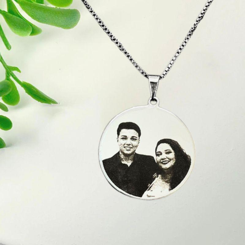 CORRENTE PERSONALIZADO EXPRESS PINGENTE REDONDO 2,5CM DE FOTO BANHADO A PRATA