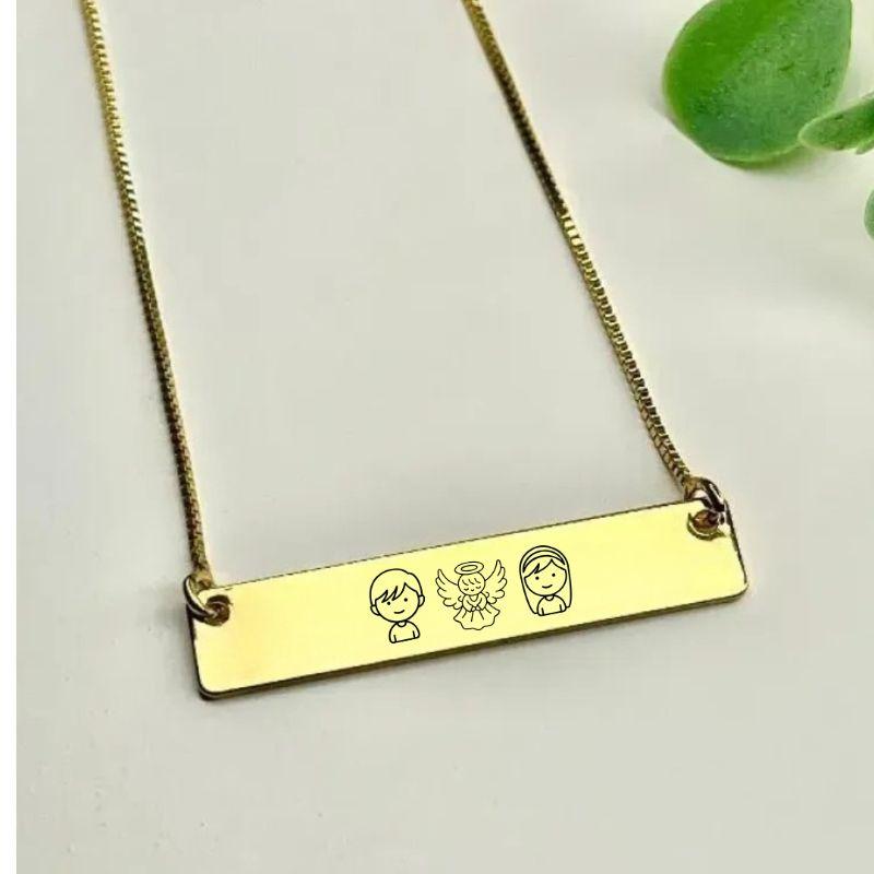 CORRENTE PERSONALIZADO EXPRESS PINGENTE RETANGULAR 3 X 0,7 COM DESENHOS