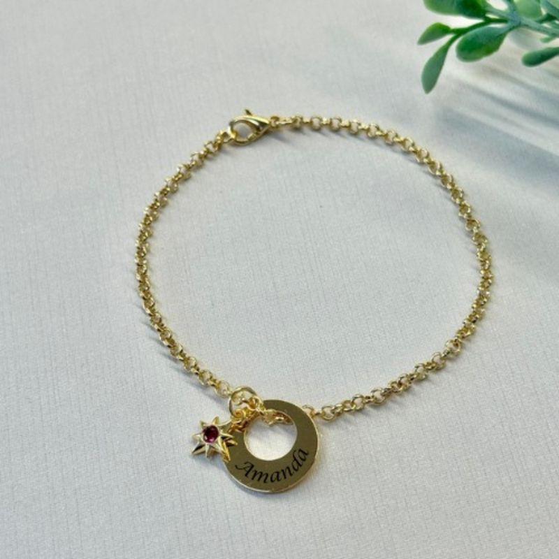 PULSEIRA PERSONALIZADO EXPRESS PINGENTE REDONDO VAZADO COM NOME E ADORNO